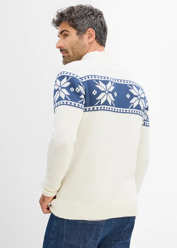 Norweger-Pullover in Regular-Fit in weiß von hinten (im Anschnitt) - bonprix