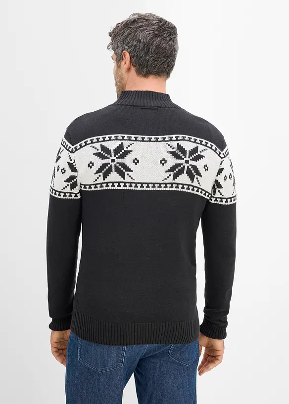 Norweger-Pullover in Regular-Fit in schwarz von hinten (im Anschnitt) - bonprix