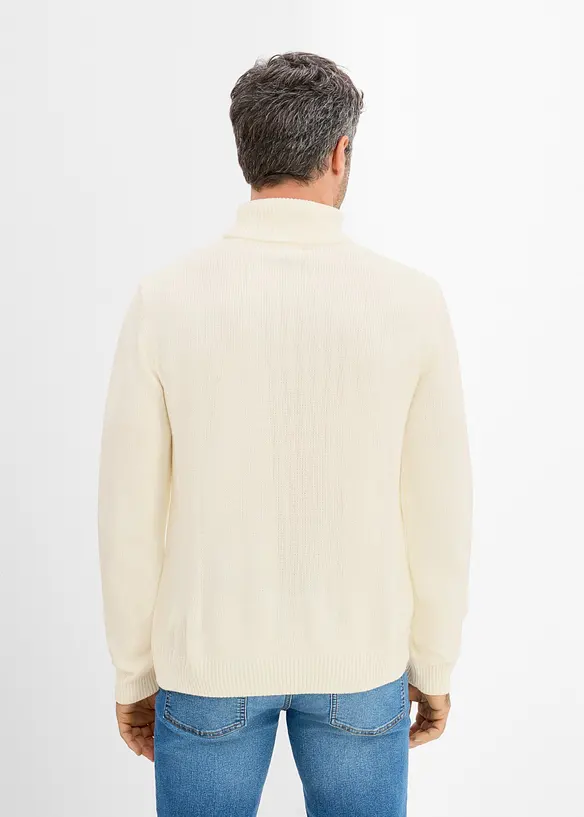 Rollkragenpullover in Regular-Fit in weiß von hinten (im Anschnitt) - bonprix