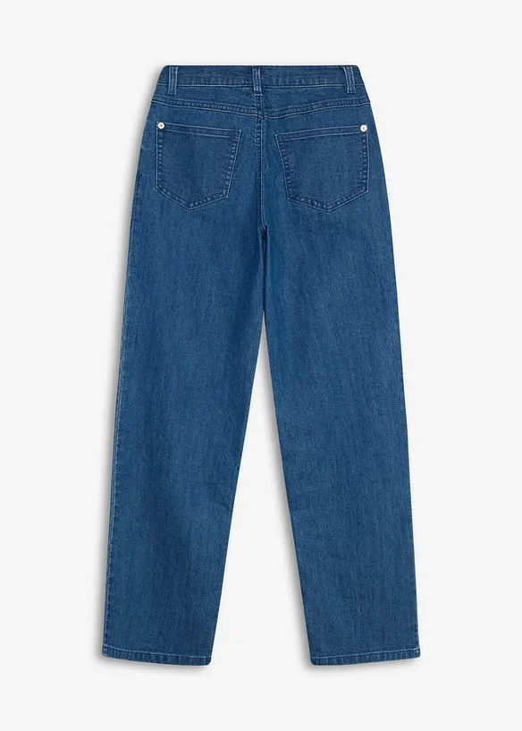 Wide-Leg-Jeans Mid Waist in blau von hinten - bonprix