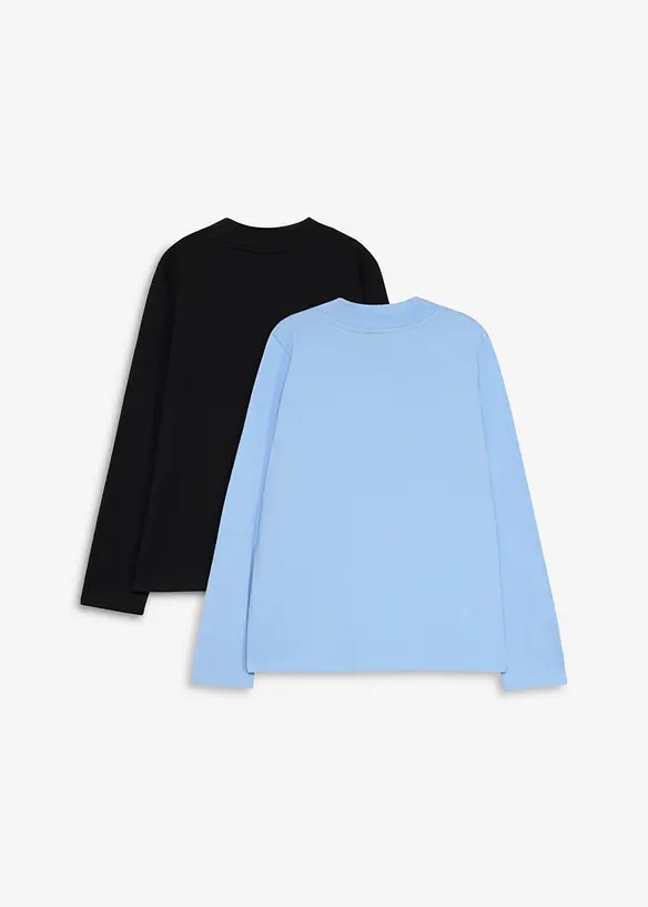 Rollkragenshirt (2er Pack) in schwarz von hinten - bonprix