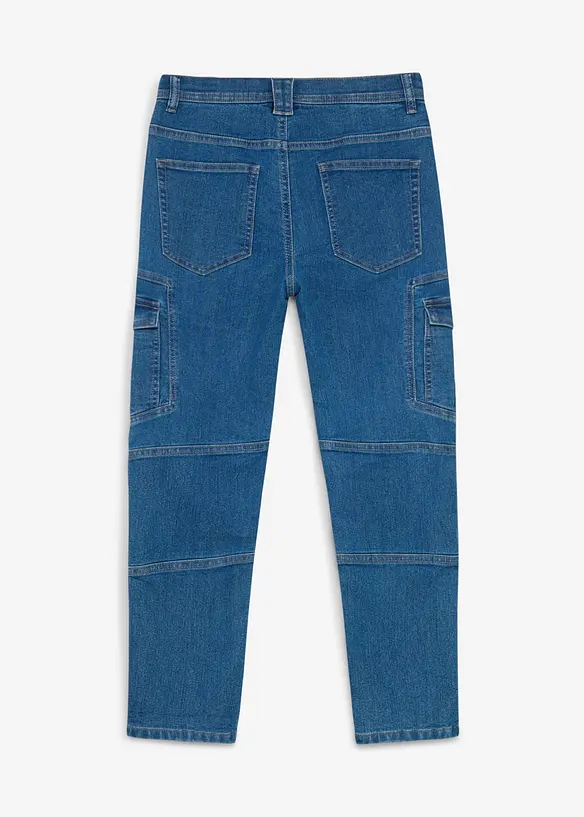 Thermo Regular-Fit-Cargojeans mit Jerseyfutter in blau von hinten - bonprix