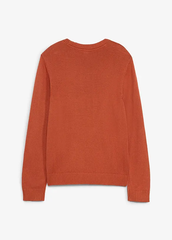 Grobstrick-Pullover mit Rundhalsausschnitt in braun von hinten - bonprix