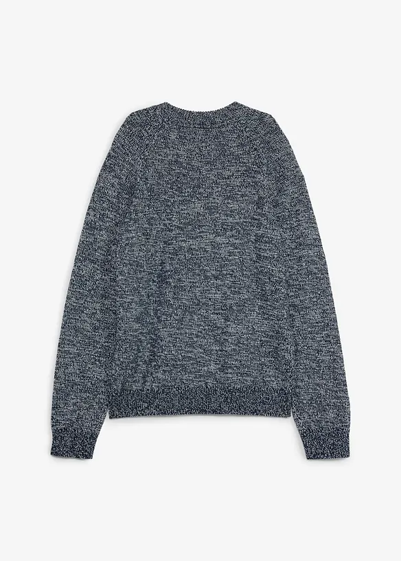 Grobstrick-Pullover in Melange-Optik in blau von hinten - bonprix