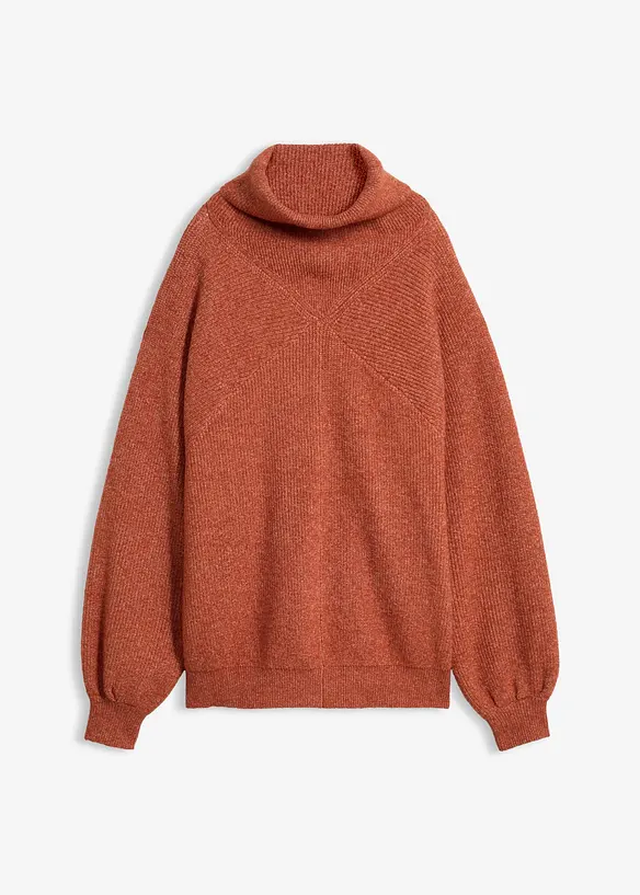 Rollkragenpullover mit Pufferärmeln in braun von vorne - bonprix