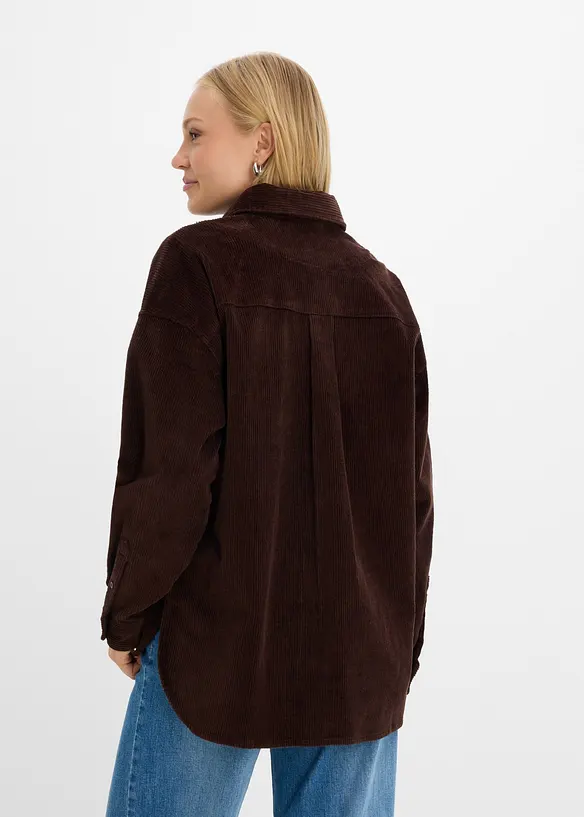 Oversize Cord-Shacket aus Baumwoll-Mix in braun von hinten (im Anschnitt) - bonprix