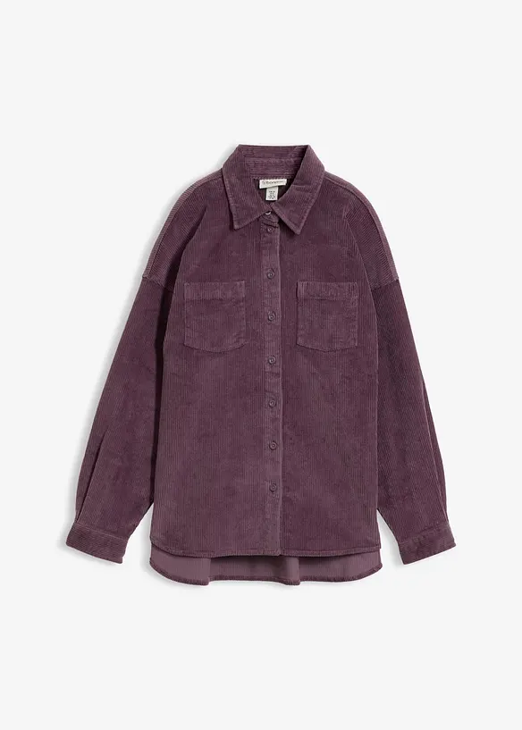 Oversize Cord-Shacket aus Baumwoll-Mix in lila von vorne - bonprix