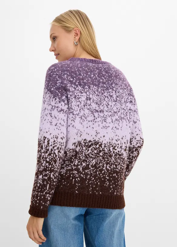 Pullover aus flauschigem Hairy-Knit in lila von hinten (im Anschnitt) - bonprix