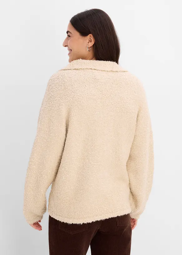 Troyer in Bouclé-Optik in beige von hinten (im Anschnitt) - bonprix