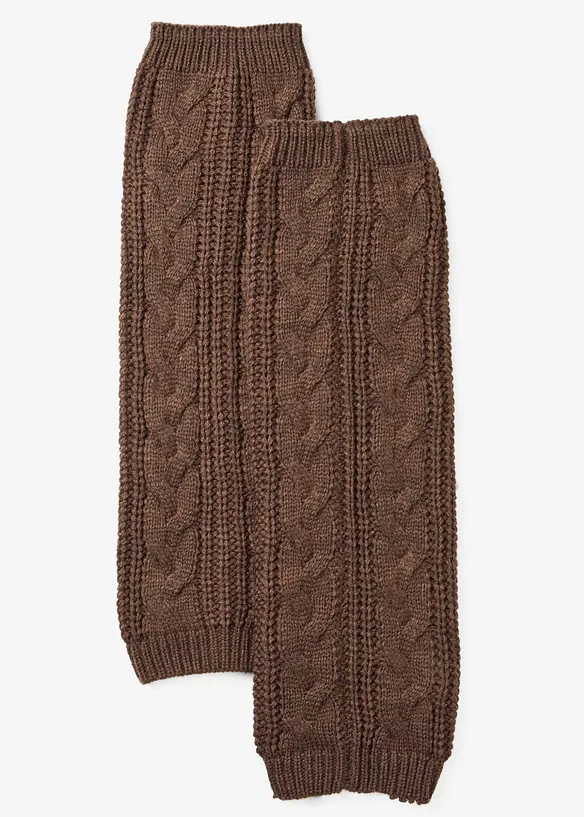 Beinstulpen mit Zopfmuster in braun von vorne - bonprix