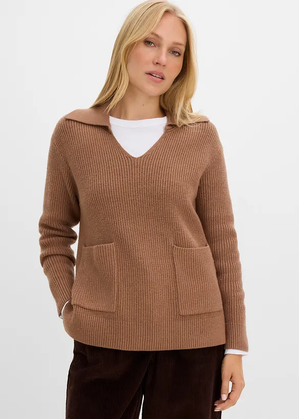 Oversize-Pullover in braun von vorne (im Anschnitt) - bonprix