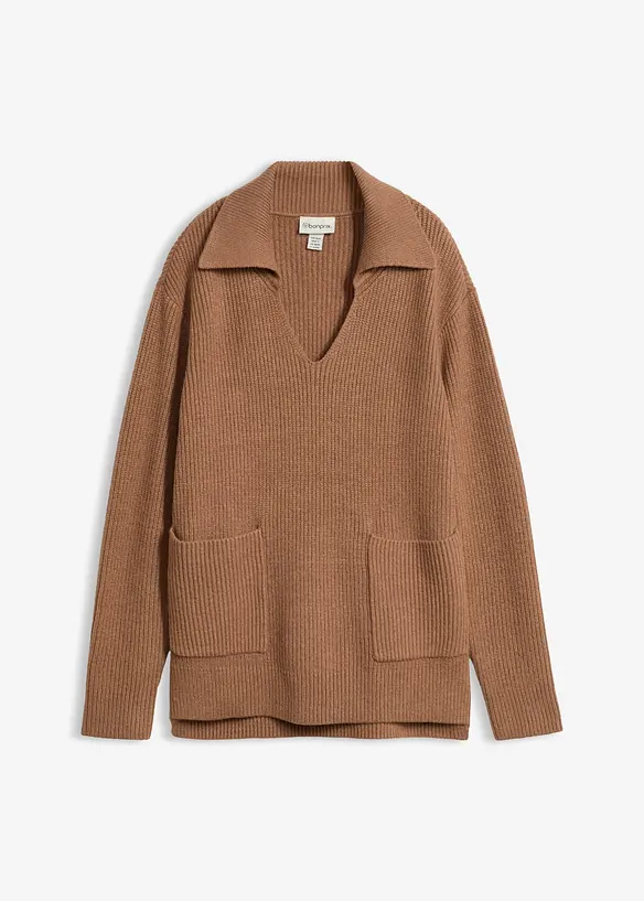 Oversize-Pullover in braun von vorne - bonprix