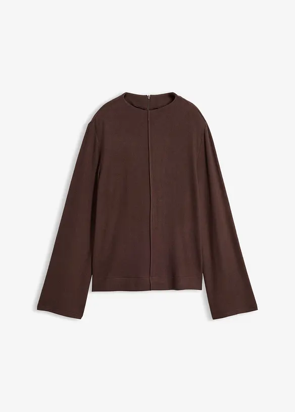 Rollkragenshirt aus Viskose-Mix in braun von vorne - bonprix