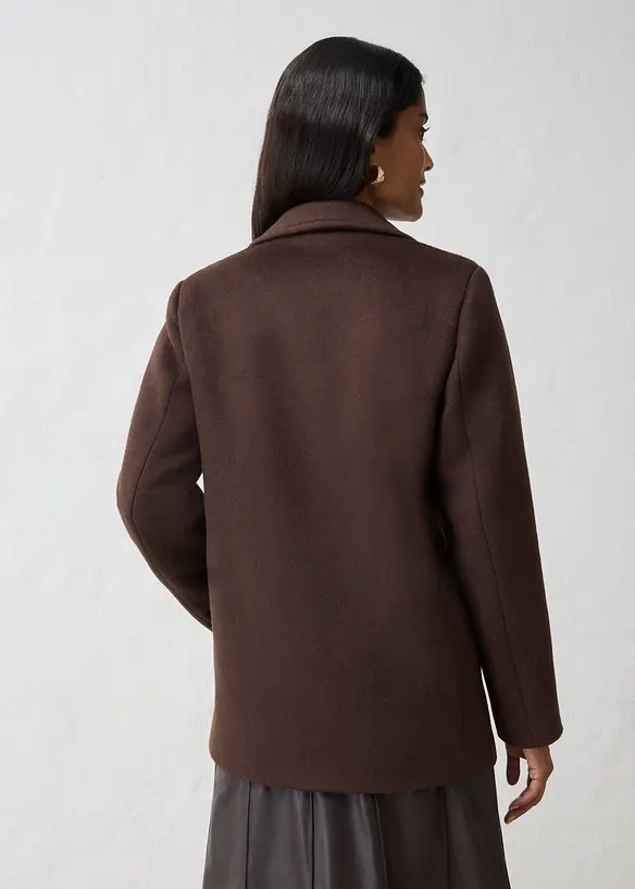 Cabanjacke aus Wolle in braun von hinten (im Anschnitt) - bonprix