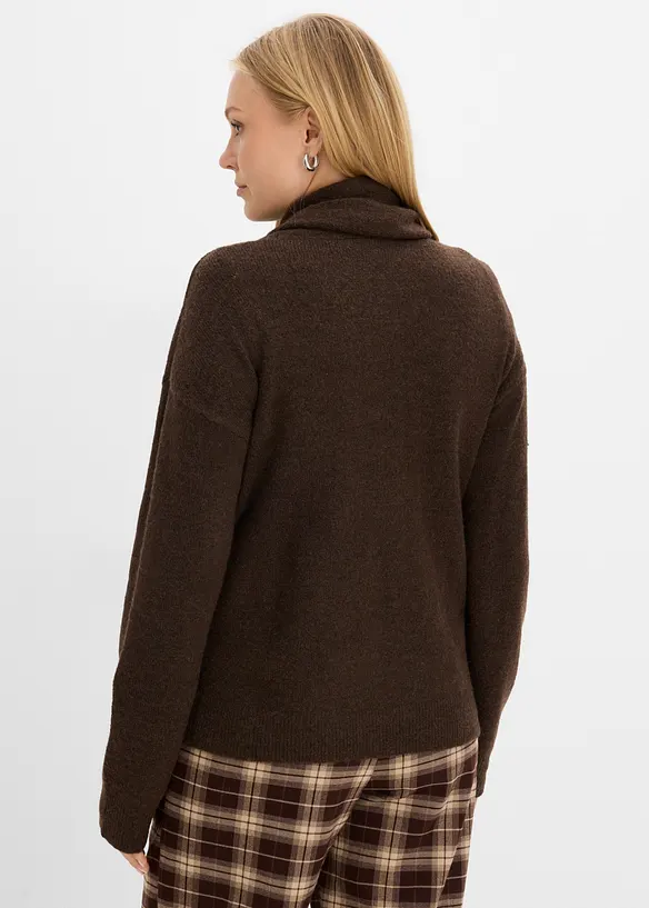 Strickjacke mit Schalkragen in braun von hinten (im Anschnitt) - bonprix