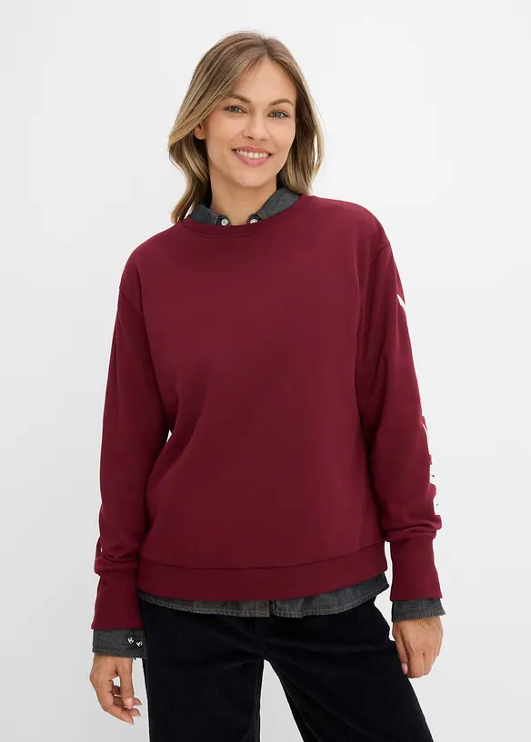 Oversize-Sweatshirt aus weichem Baumwoll-Mix in rot von hinten (im Anschnitt) - bonprix Oversize-Sweatshirt aus weichem Baumwoll-Mix in rot von hinten (im Anschnitt) - bonprix