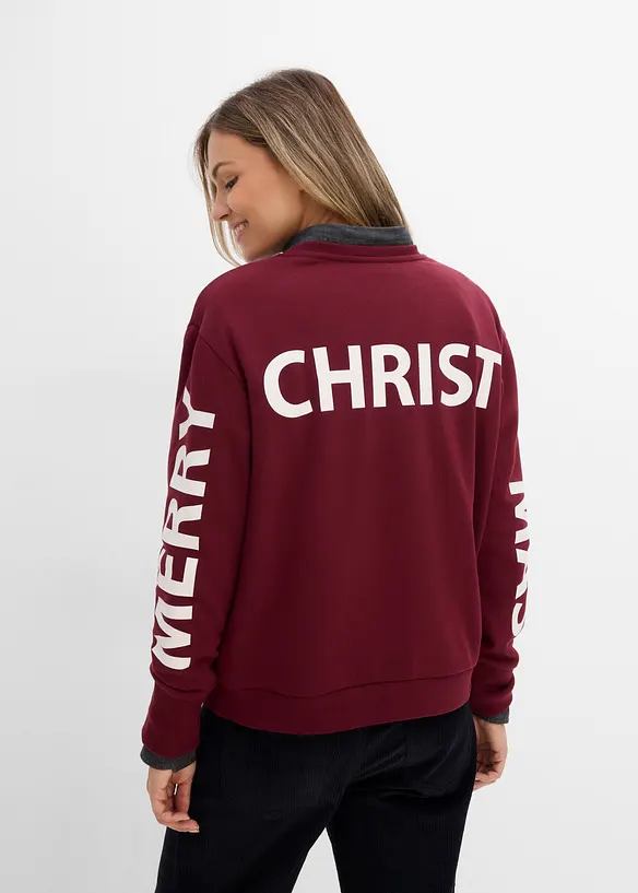 Oversize-Sweatshirt aus weichem Baumwoll-Mix in rot von vorne (im Anschnitt) - bonprix Oversize-Sweatshirt aus weichem Baumwoll-Mix in rot von vorne (im Anschnitt) - bonprix