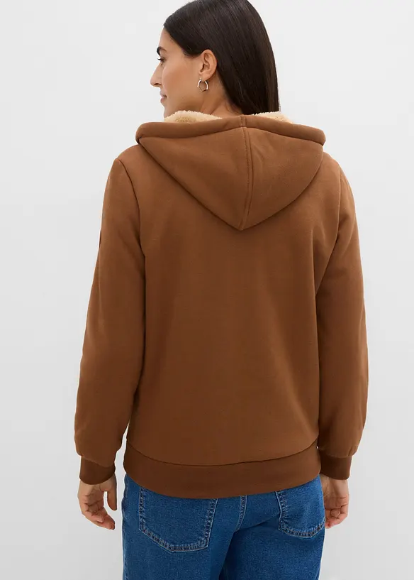 Kapuzen-Sweatjacke mit Teddyfutter in braun von hinten (im Anschnitt) - bonprix Kapuzen-Sweatjacke mit Teddyfutter in braun von hinten (im Anschnitt) - bonprix