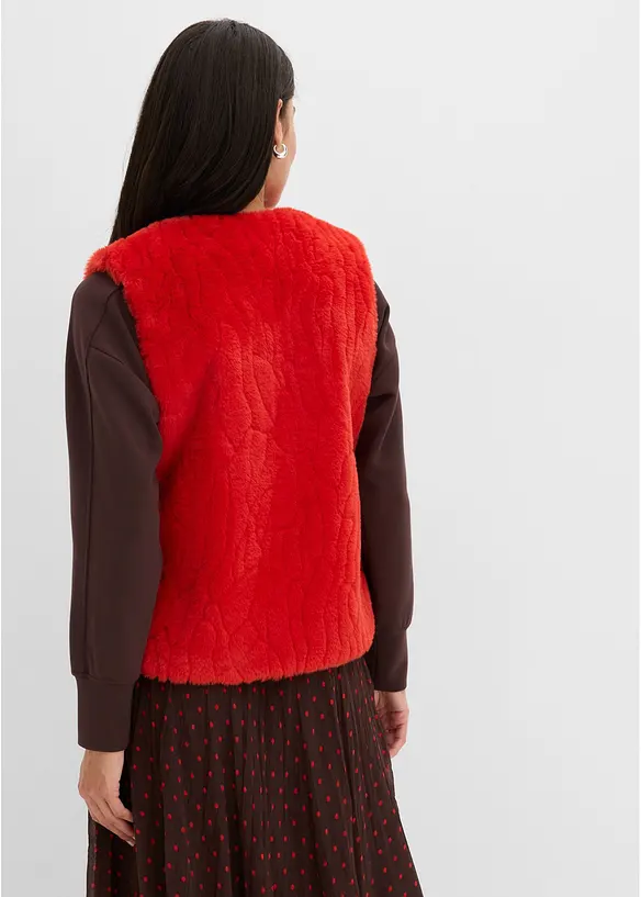 Fellimitat-Weste in rot von hinten (im Anschnitt) - bonprix