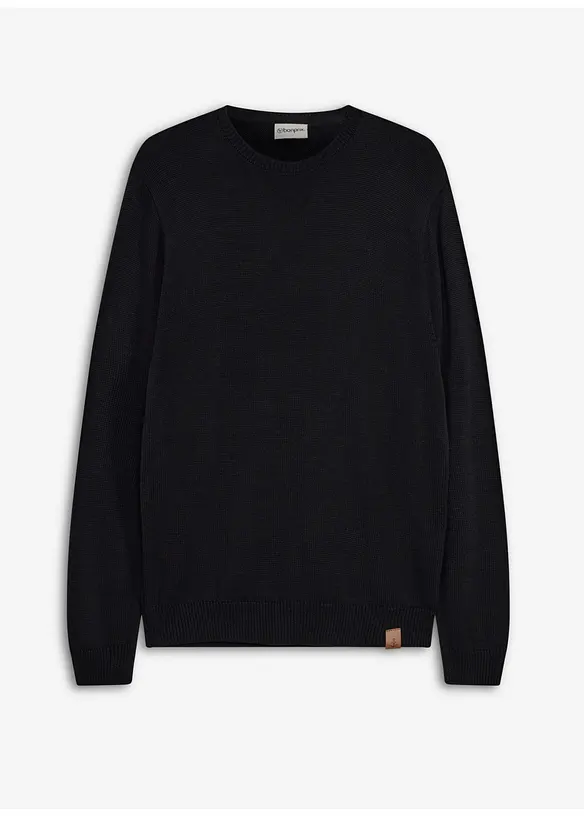 Feinstrickpullover in Regular Fit in schwarz von vorne - bonprix