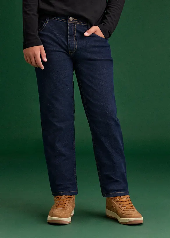Regular Fit Thermojeans mit Jerseyfutter, Straight in blau von vorne - bonprix