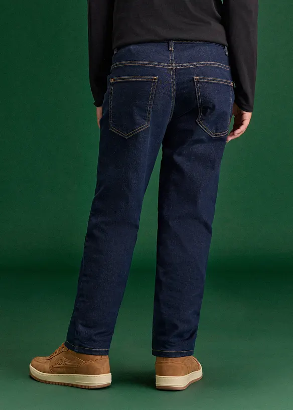 Regular Fit Thermojeans mit Jerseyfutter, Straight in blau von hinten - bonprix