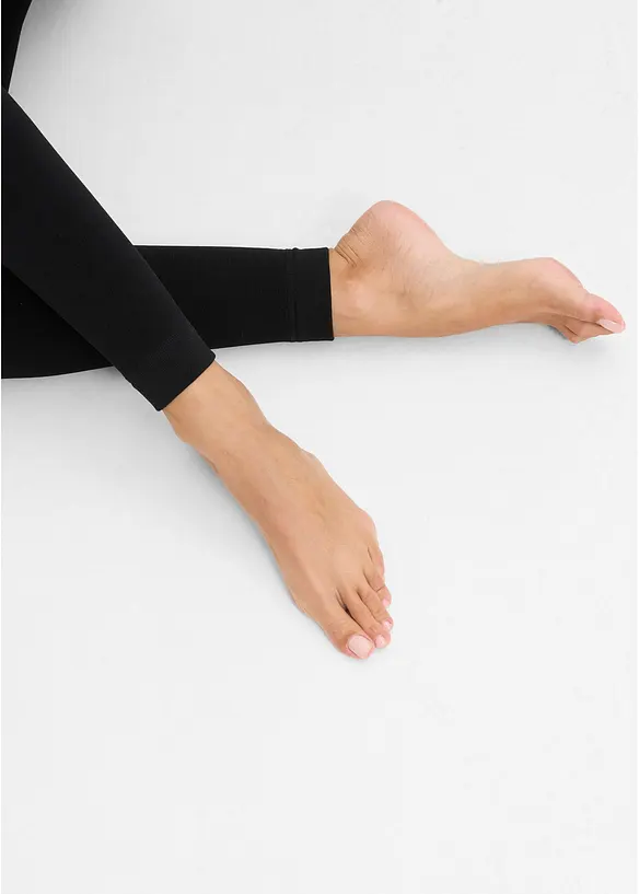 Thermo-Strumpfleggings mit softem Fleece 140 DEN, (2er Pack) in schwarz (Detailaufnahme) - bonprix