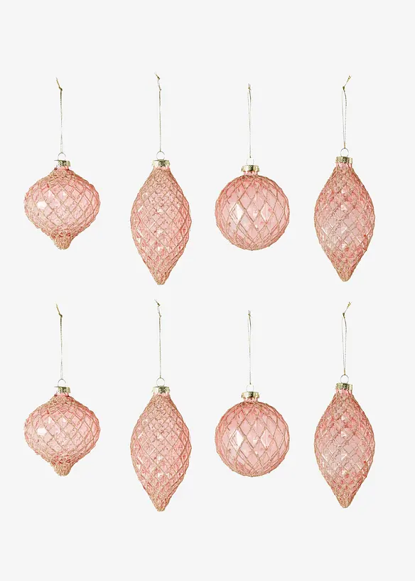 Weihnachtskugeln (8-tlg. Set) in rosa - bonprix