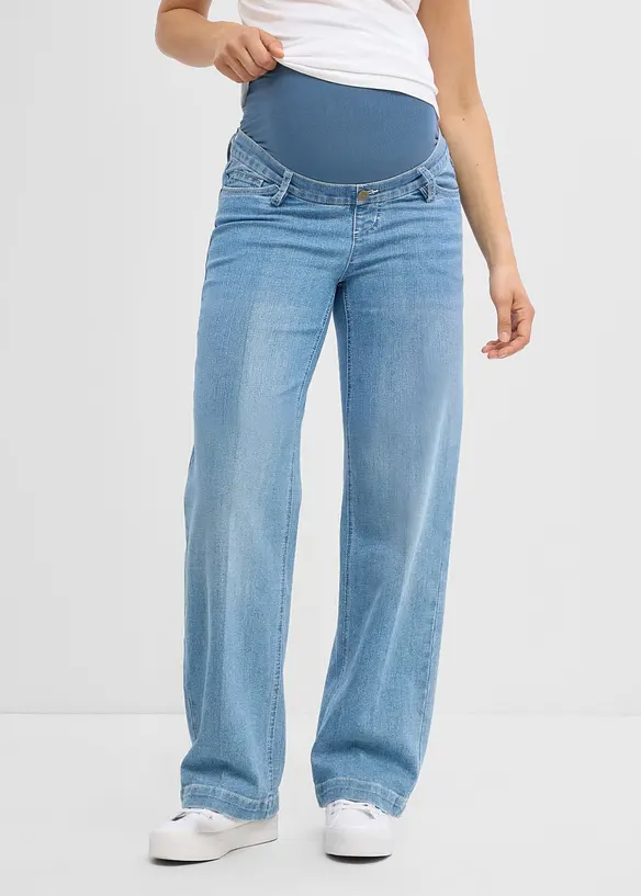 Weite Umstandsjeans aus elastischem Denim, Full Length in blau von vorne - bonprix