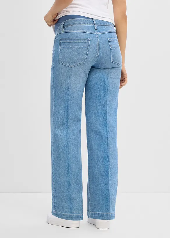 Weite Umstandsjeans aus elastischem Denim, Full Length in blau von hinten - bonprix