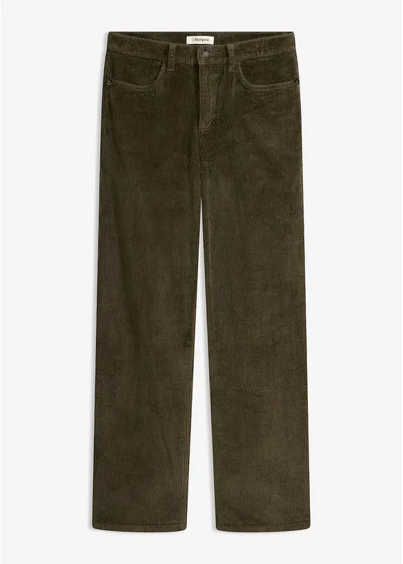 Cordhose mit ausgestelltem Bein in grün von vorne - bonprix Cordhose mit ausgestelltem Bein in grün von vorne - bonprix