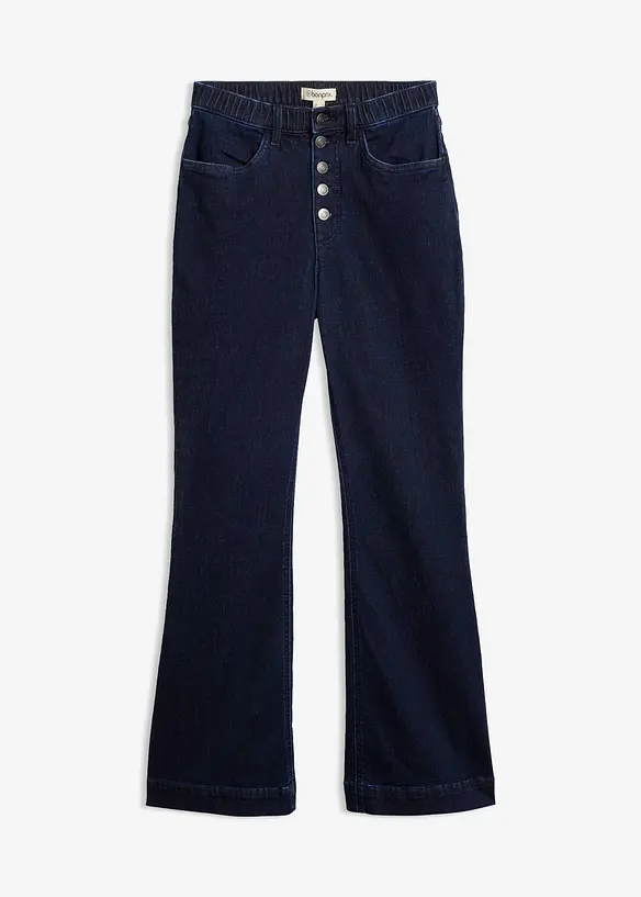Flared-Jeans High Waist, Bequembund in blau von vorne - bonprix