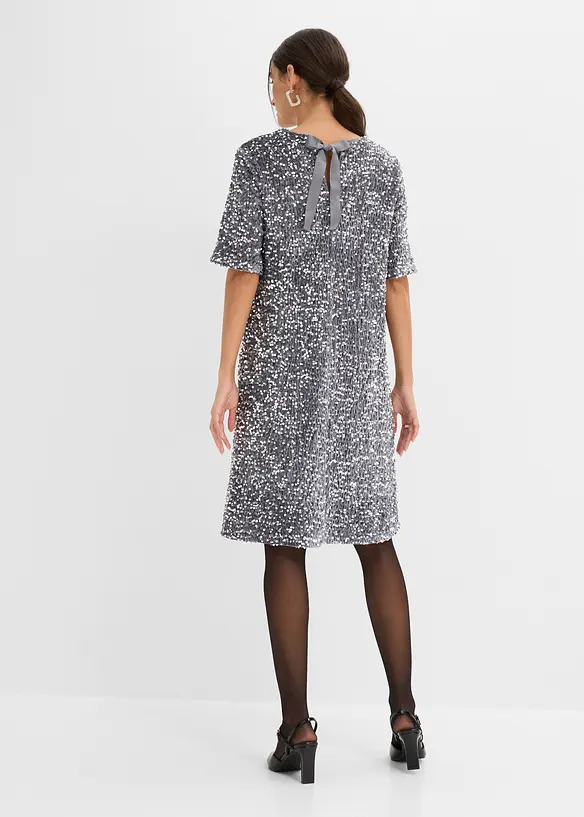 Minikleid mit Pailletten in silber von hinten (Totalaufnahme) - bonprix Minikleid mit Pailletten in silber von hinten (Totalaufnahme) - bonprix