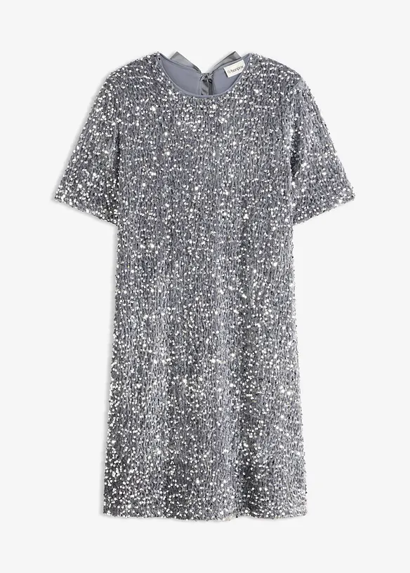 Minikleid mit Pailletten in silber von vorne - bonprix Minikleid mit Pailletten in silber von vorne - bonprix