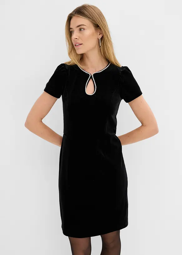 Kleid mit Strassverzierung in schwarz von vorne (Totalaufnahme) - bonprix Kleid mit Strassverzierung in schwarz von vorne (Totalaufnahme) - bonprix