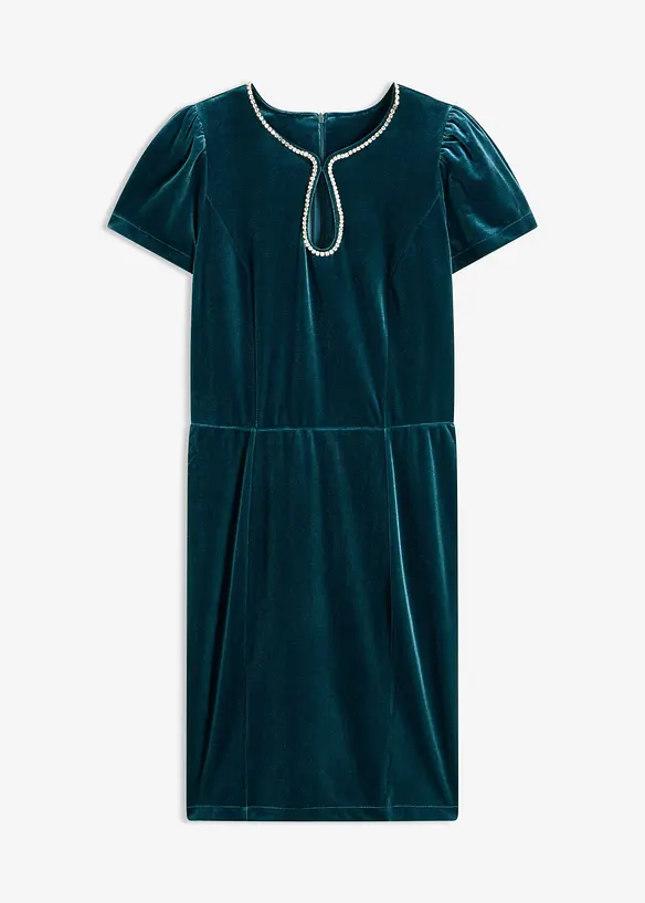 Kleid mit Strassverzierung in petrol von vorne - bonprix Kleid mit Strassverzierung in petrol von vorne - bonprix