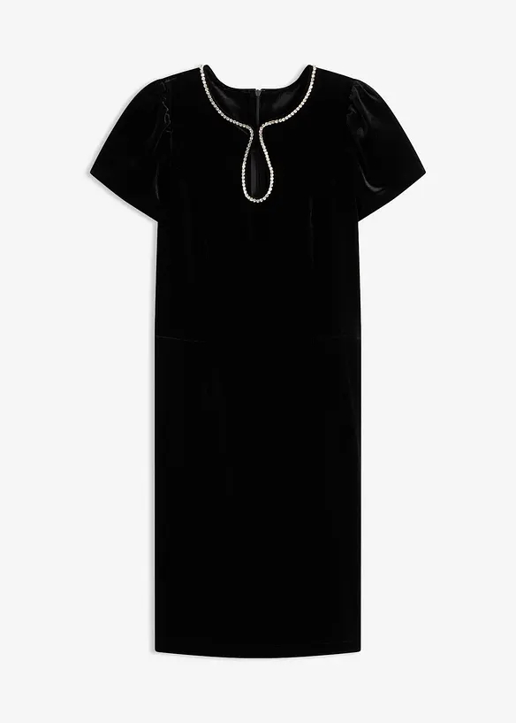 Kleid mit Strassverzierung in schwarz von vorne - bonprix Kleid mit Strassverzierung in schwarz von vorne - bonprix