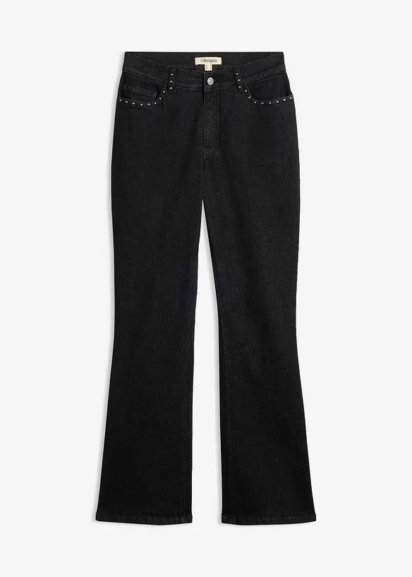 Bootcut-Jeans High Waist in schwarz von vorne - bonprix