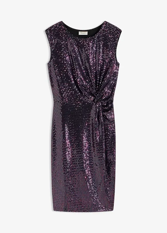 Knielanges Paillettenkleid in lila von vorne - bonprix