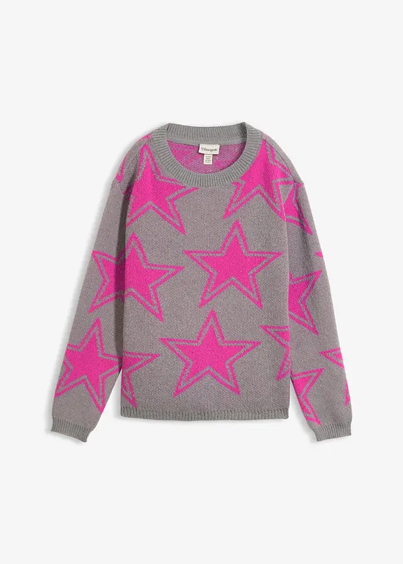 Boxy-Pullover in grau von vorne - bonprix