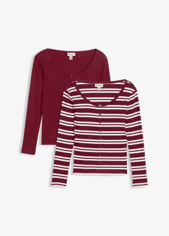 Ripp-Shirt aus Bio-Baumwolle in rot von vorne - bonprix