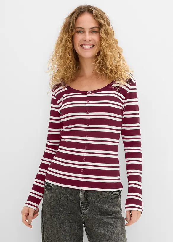 Ripp-Shirt aus Bio-Baumwolle in rot von vorne (im Anschnitt) - bonprix