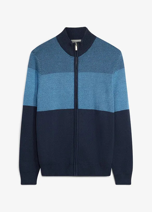 Strickjacke in Regular Fit in blau von vorne - bonprix