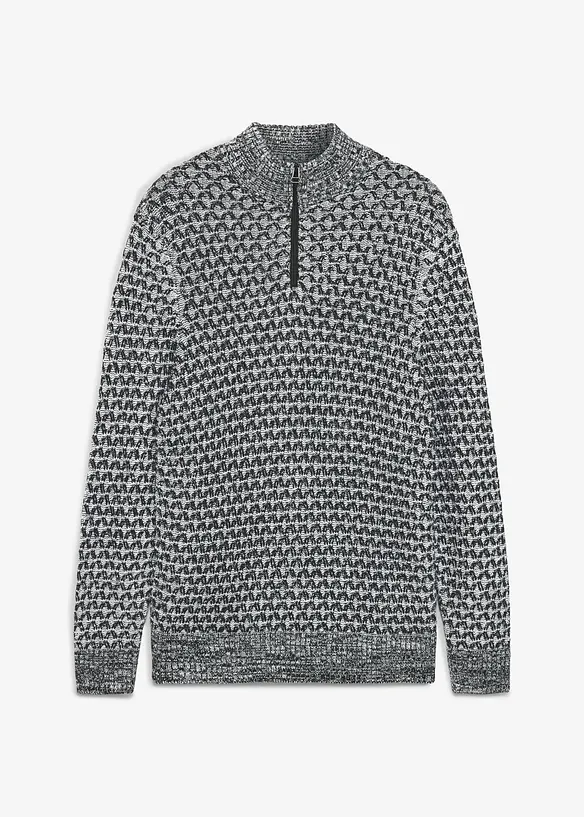 Troyer-Pullover in Regular Fit in schwarz von vorne - bonprix