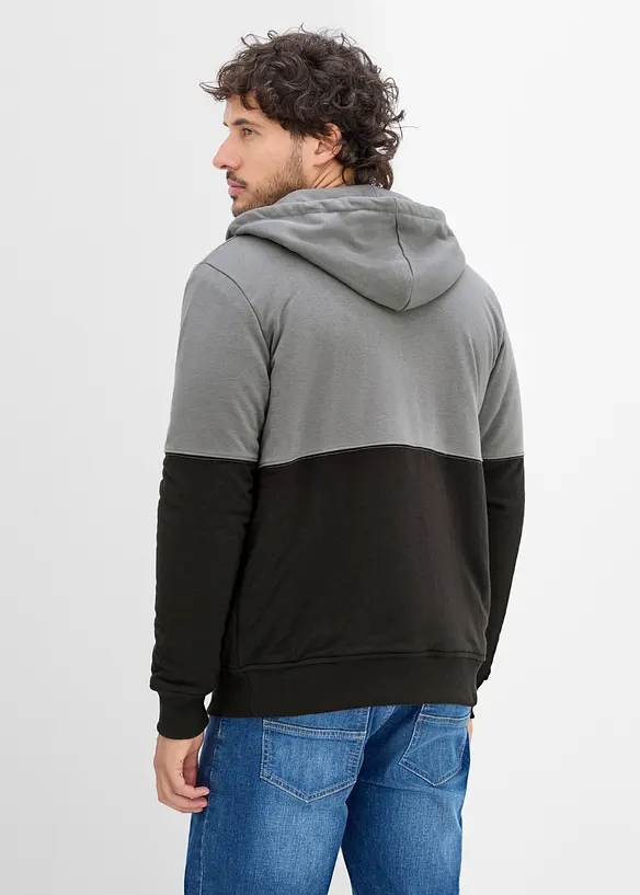 Thermo-Sweatjacke mit wärmendem Teddyfleece-Futter in grau von hinten (im Anschnitt) - bonprix