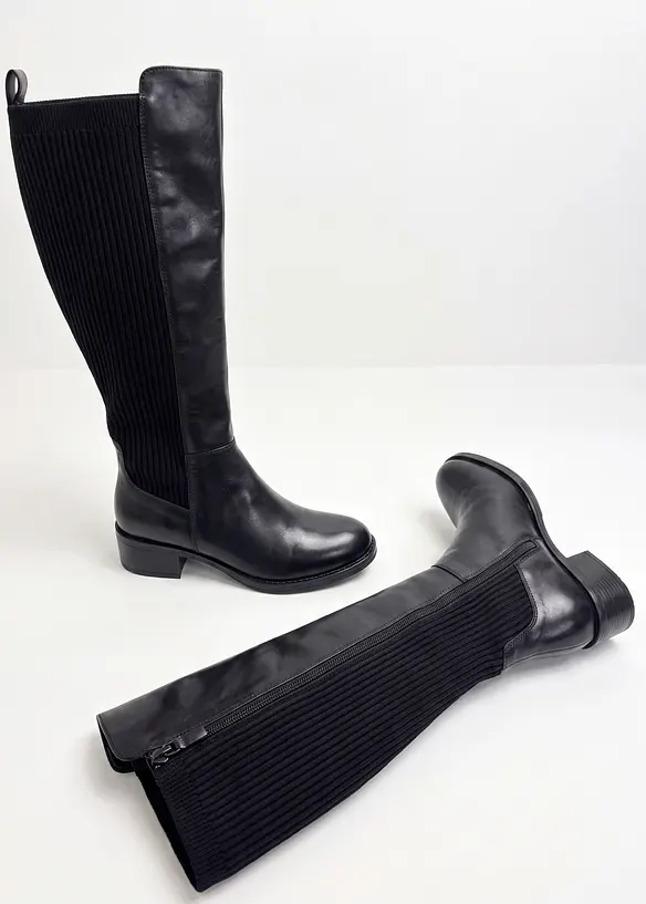 Stiefel aus Leder in schwarz - bonprix