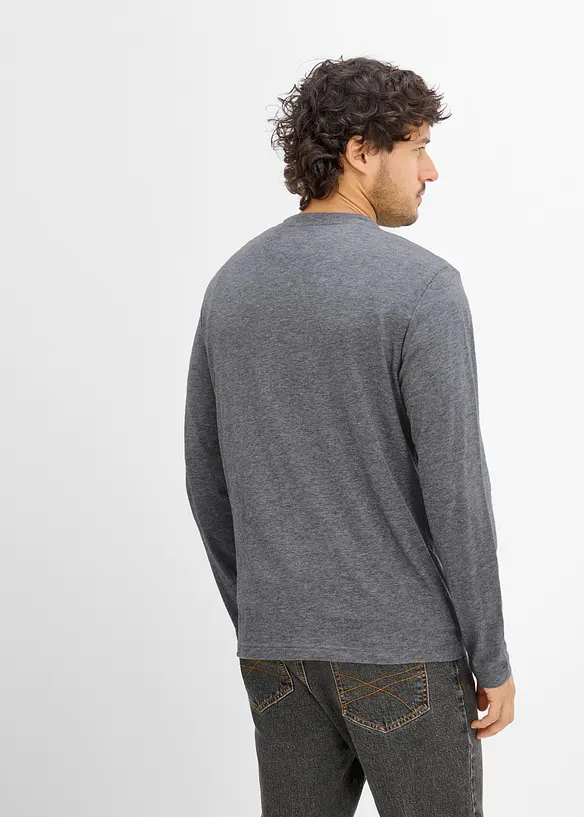 Langarmshirt in Regular Fit (2er Pack) in blau von hinten (im Anschnitt) - bonprix