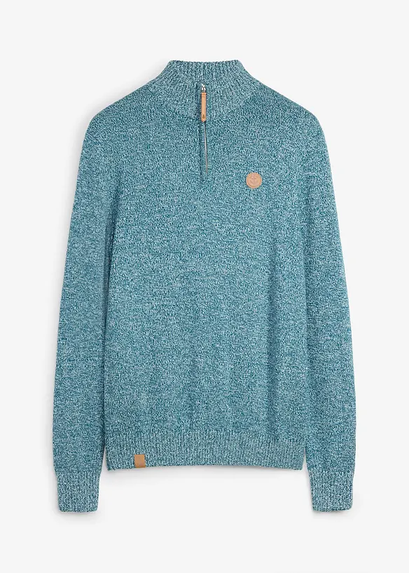 Pullover in Regular Fit in petrol von vorne - bonprix
