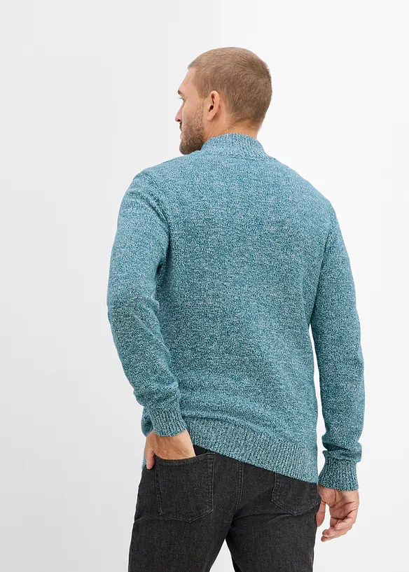 Pullover in Regular Fit in petrol von hinten (im Anschnitt) - bonprix