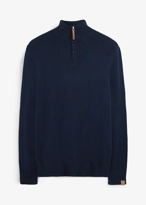 Pullover in Regular Fit in blau von vorne - bonprix